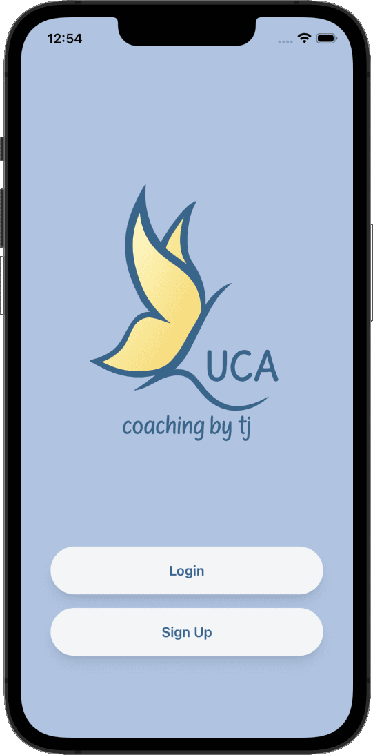Welcome page for the LUCA app